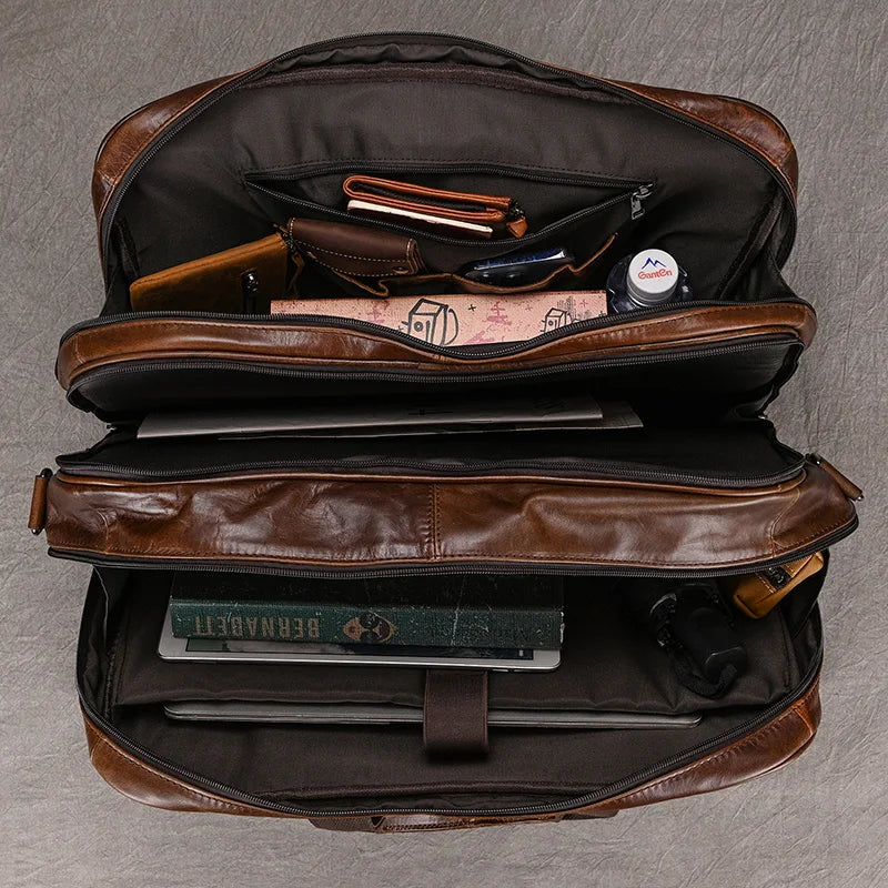 The Executive Voyager Genuine Leather Laptop Travel Briefcase