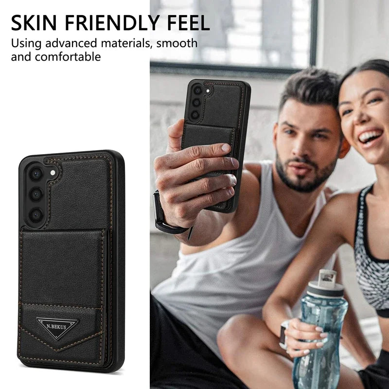 Anti-theft  Flip Leather Wallet Case For Samsung