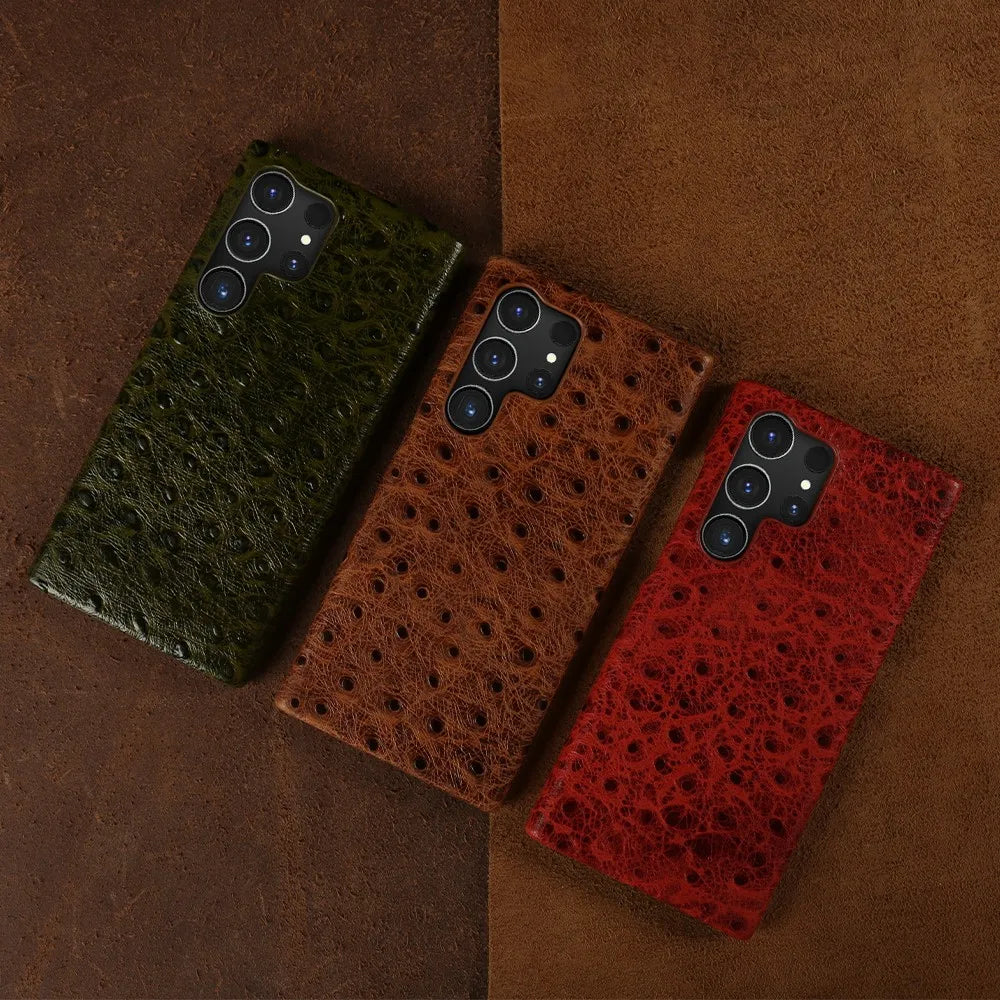 Premium Ostrich-Design TPU Leather Cases for Samsung Galaxy